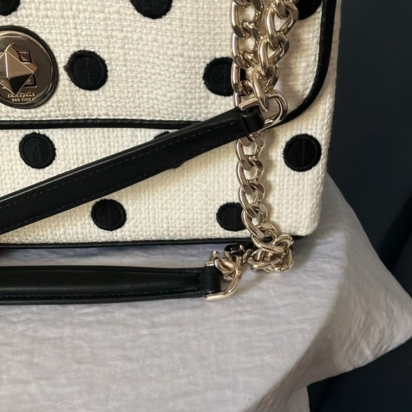 Kate Spade: Natalia Cream embroidered dot- medium Flap- Shoulder Purse/ Handbag - Picture 6 of 16